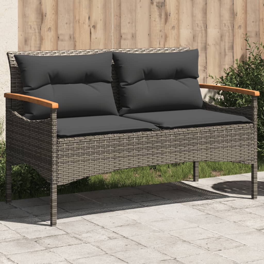 Tuinbank Met Kussens 116X62,5X74 Cm Poly Rattan