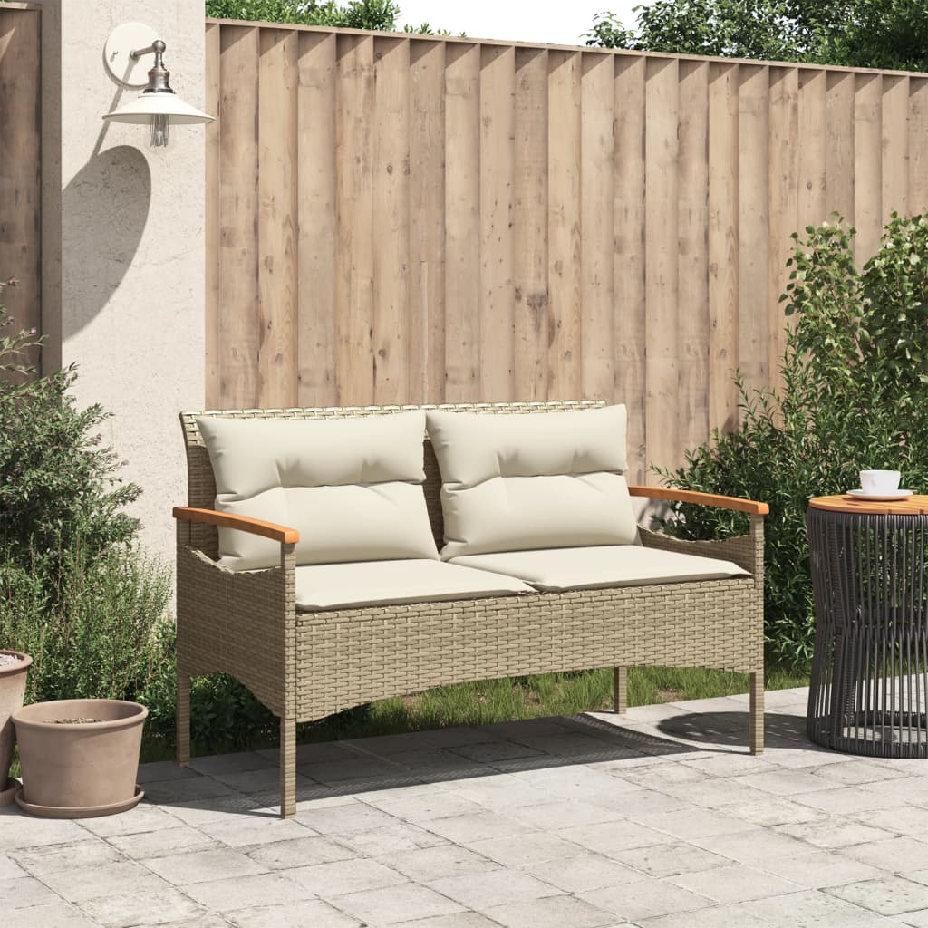 Tuinbank Met Kussens 116X62,5X74 Cm Poly Rattan