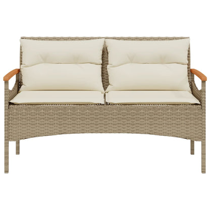 Tuinbank Met Kussens 116X62,5X74 Cm Poly Rattan