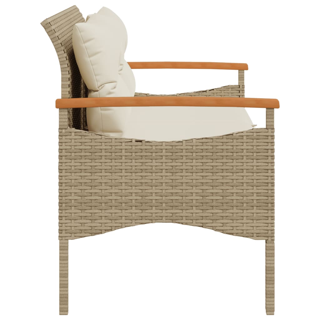 Tuinbank Met Kussens 116X62,5X74 Cm Poly Rattan