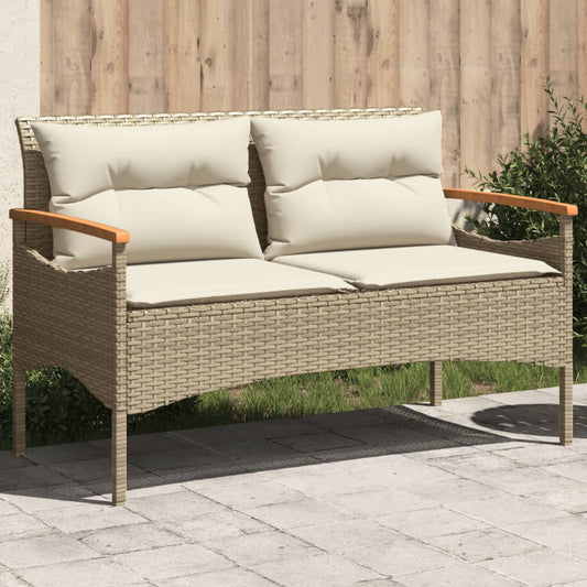 Tuinbank Met Kussens 116X62,5X74 Cm Poly Rattan