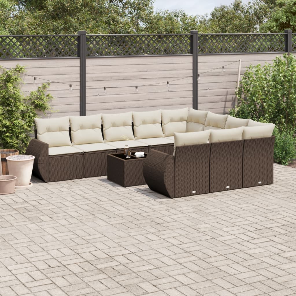 11-Delige Tuinset Met Kussens Poly Rattan