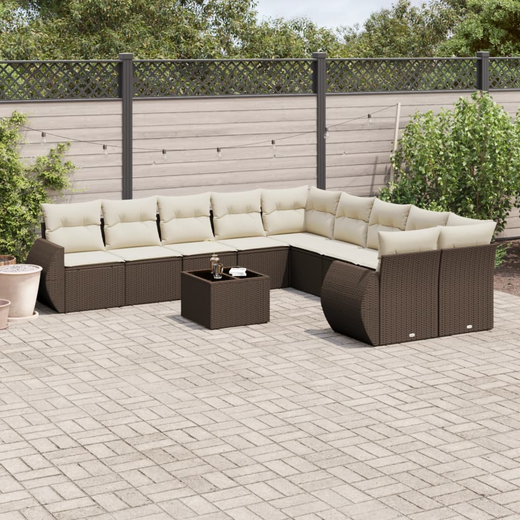 11-Delige Tuinset Met Kussens Poly Rattan
