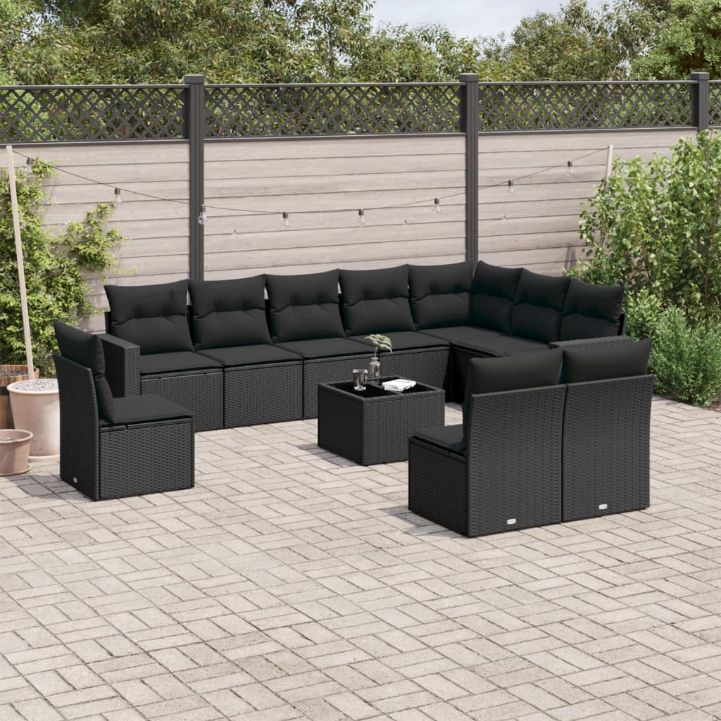 11-Delige Tuinset Met Kussens Poly Rattan