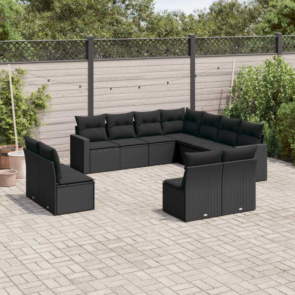 11-Delige Tuinset Met Kussens Poly Rattan