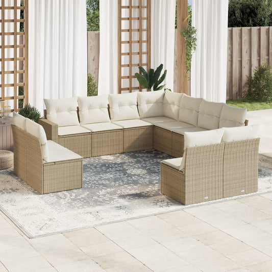 11-Delige Tuinset Met Kussens Poly Rattan