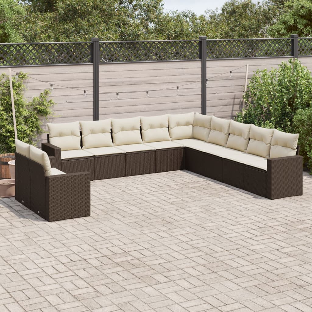 11-Delige Tuinset Met Kussens Poly Rattan