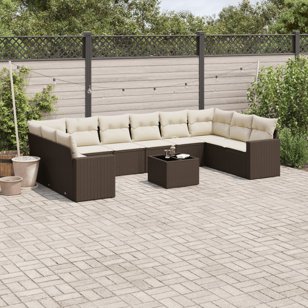 11-Delige Tuinset Met Kussens Poly Rattan