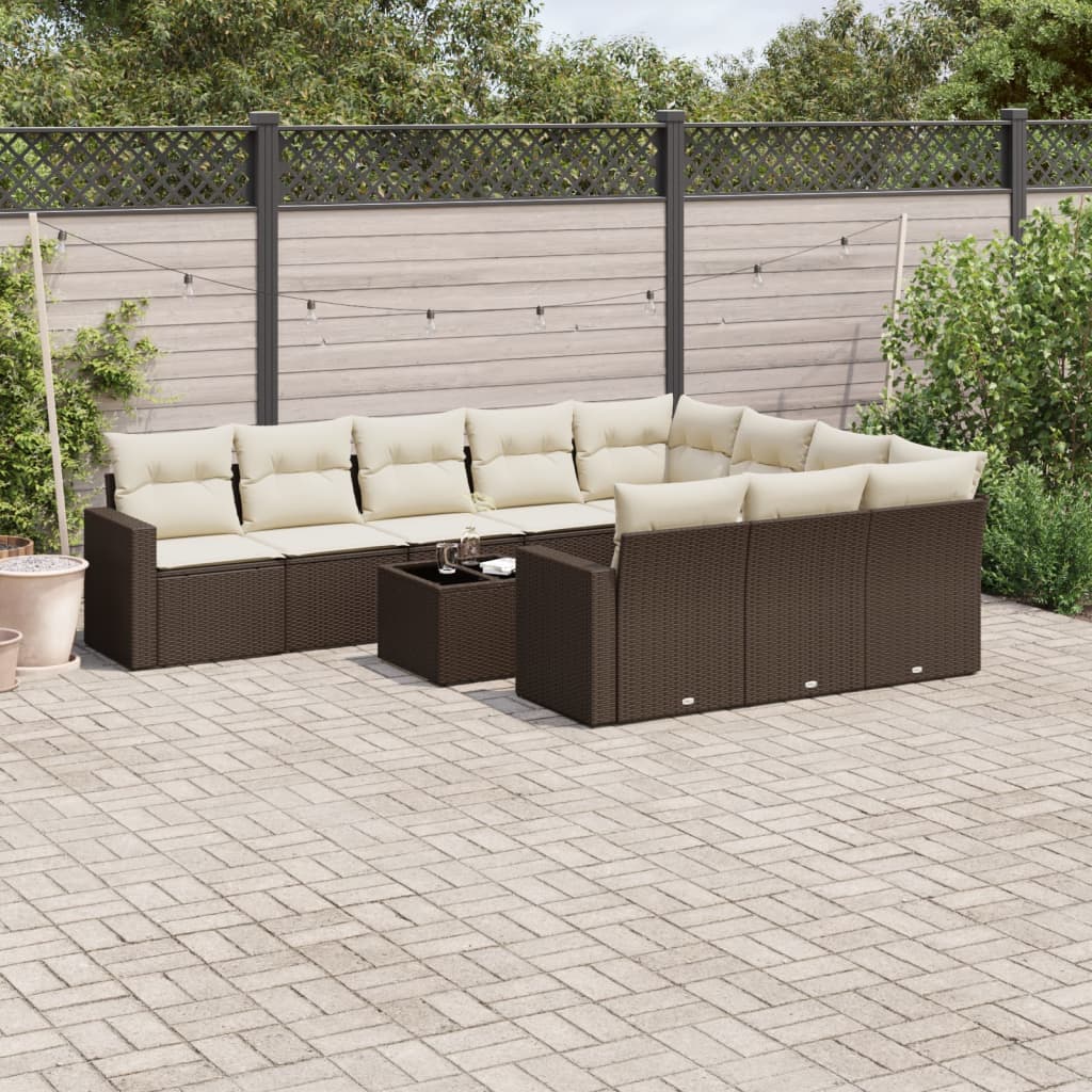 11-Delige Tuinset Met Kussens Poly Rattan