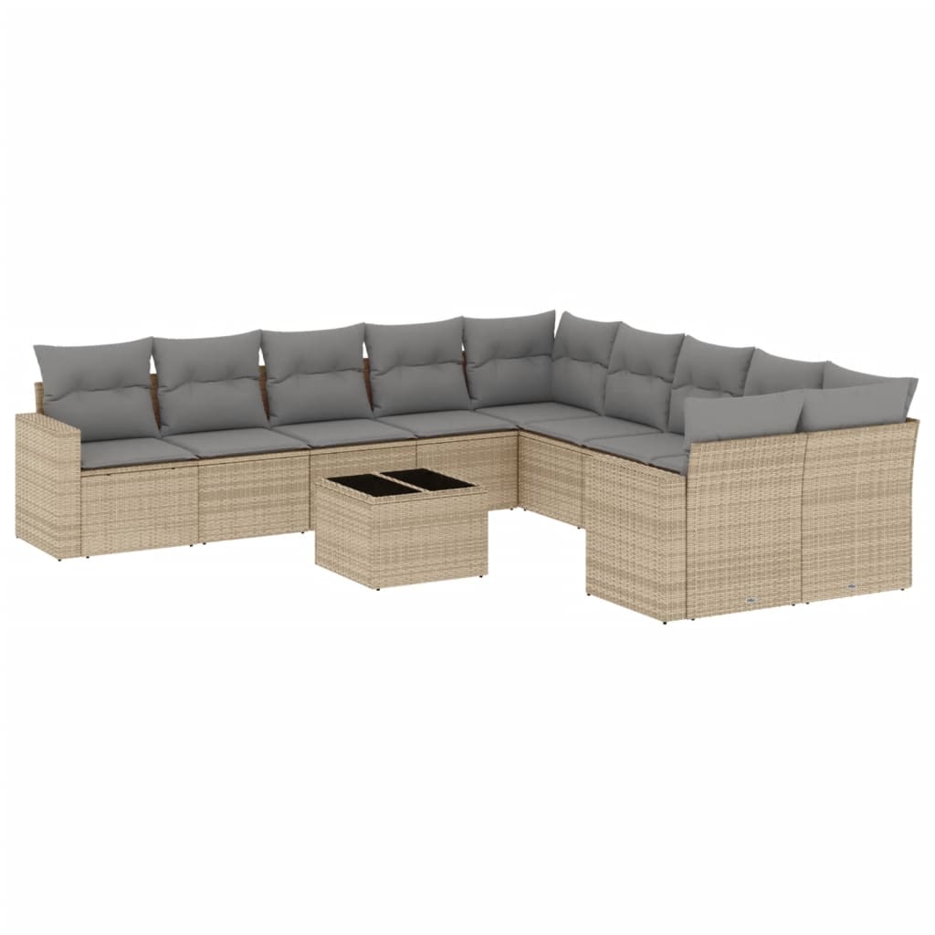 11-Delige Tuinset Met Kussens Poly Rattan