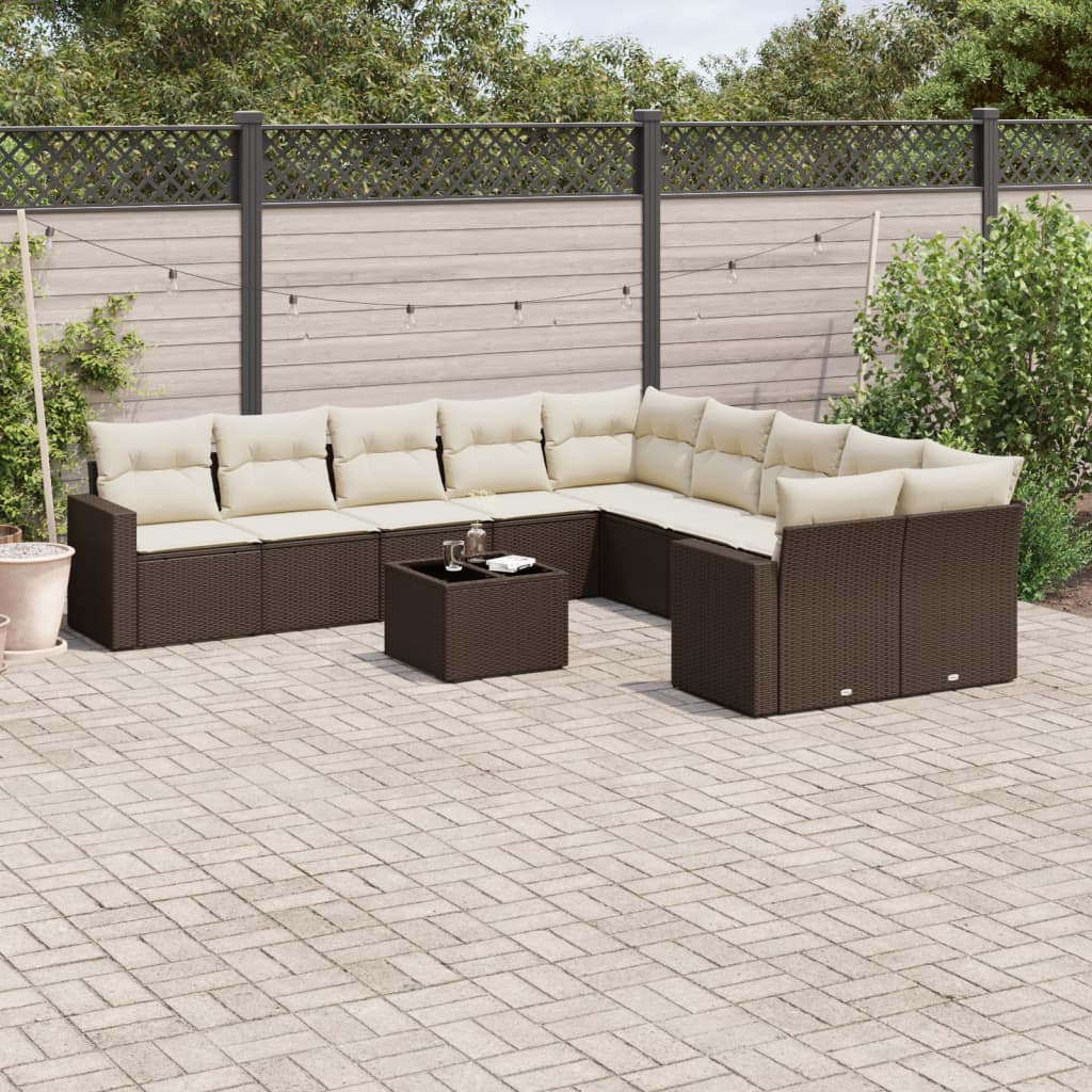 11-Delige Tuinset Met Kussens Poly Rattan