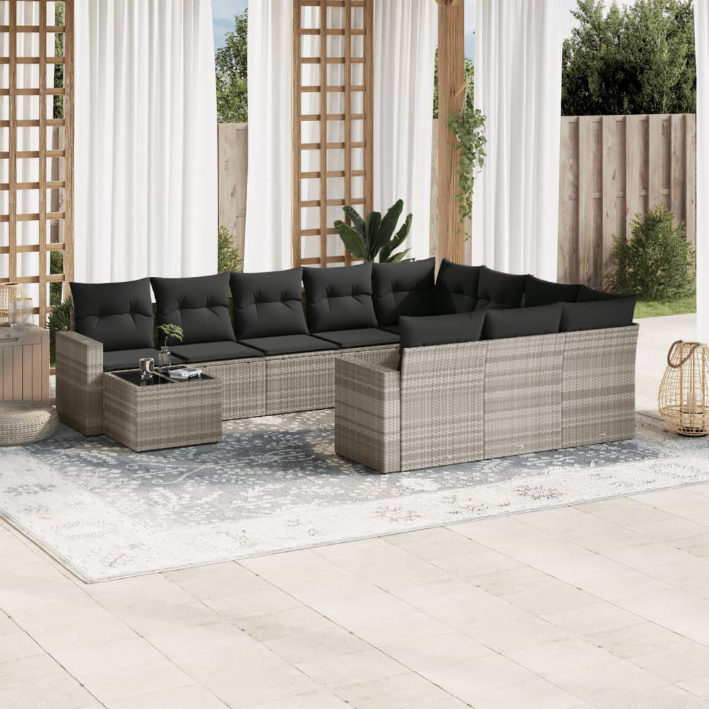11-Delige Tuinset Met Kussens Poly Rattan