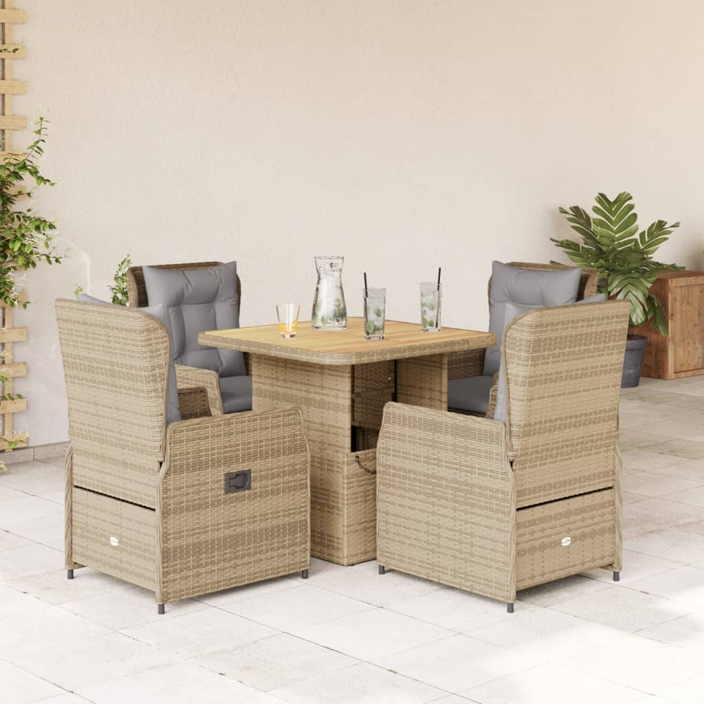 5-Delige Tuinset Met Kussens Poly Rattan