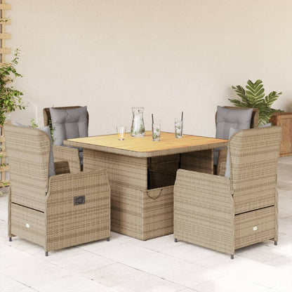 5-Delige Tuinset Met Kussens Poly Rattan
