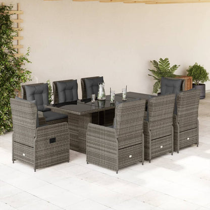 9-Delige Tuinset Met Kussens Poly Rattan