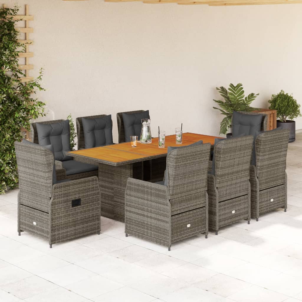 9-Delige Tuinset Met Kussens Poly Rattan
