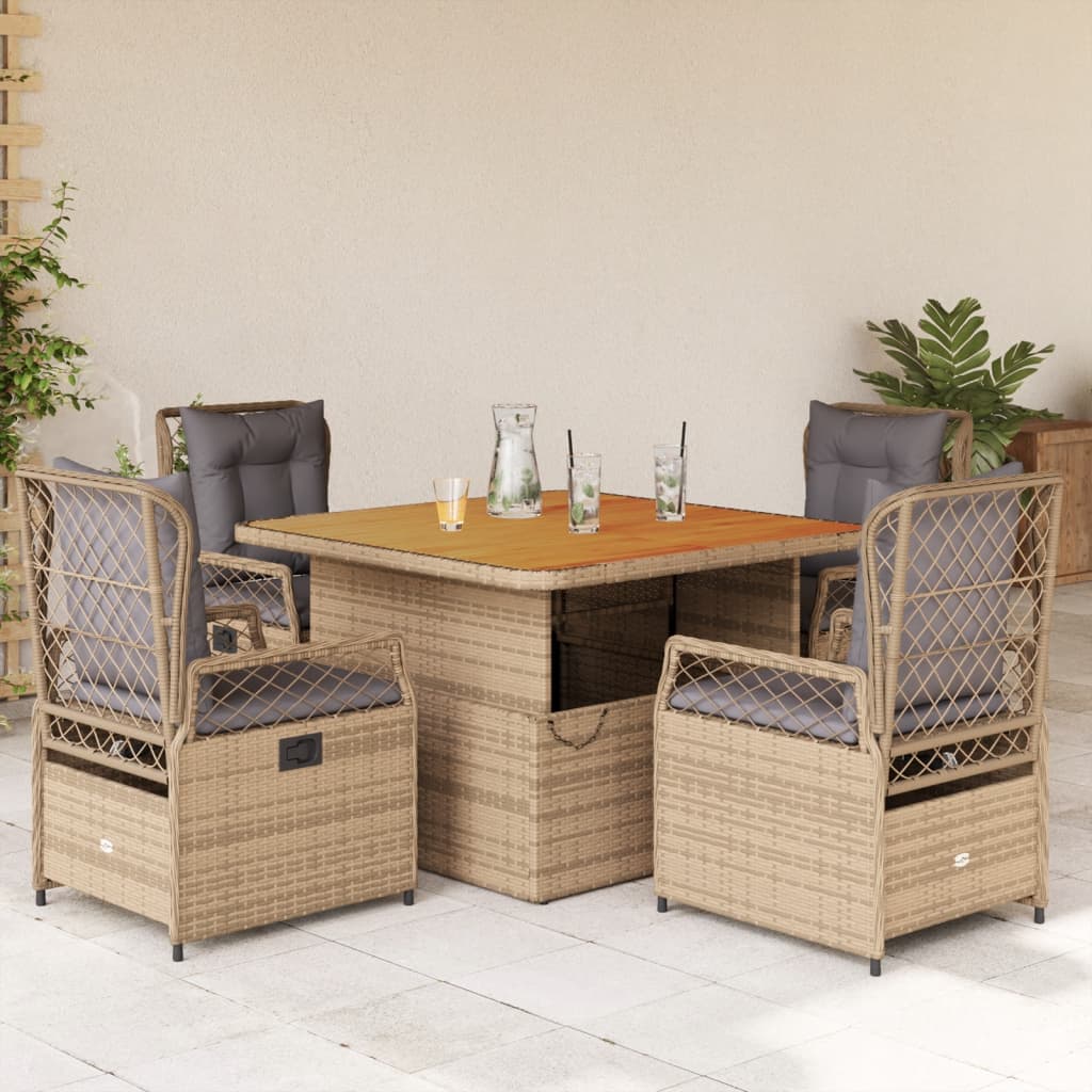 5-Delige Tuinset Met Kussens Poly Rattan