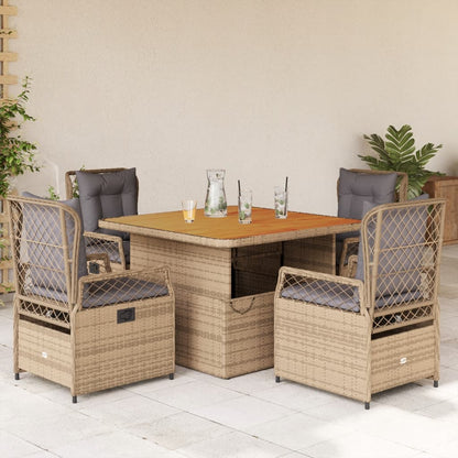5-Delige Tuinset Met Kussens Poly Rattan