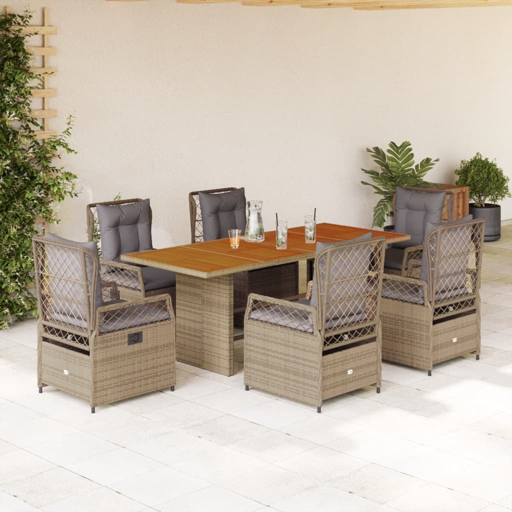 7-Delige Tuinset Met Kussens Poly Rattan