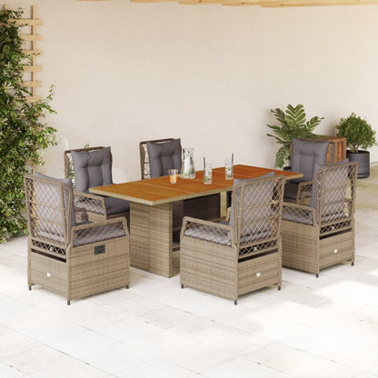 7-Delige Tuinset Met Kussens Poly Rattan
