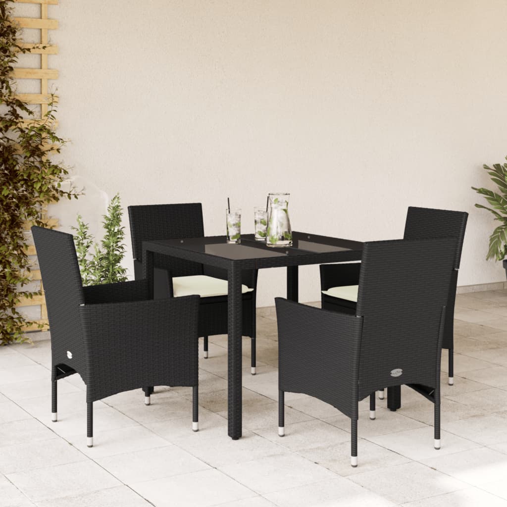 7-Delige Tuinset Met Kussens Poly Rattan En Glas
