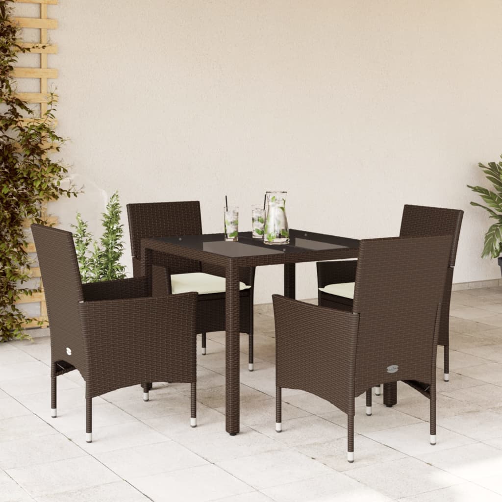 7-Delige Tuinset Met Kussens Poly Rattan En Glas