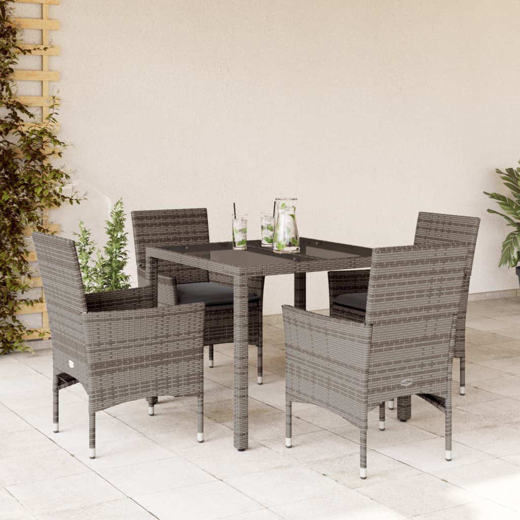 7-Delige Tuinset Met Kussens Poly Rattan En Glas