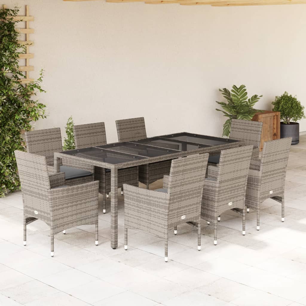 7-Delige Tuinset Met Kussens Poly Rattan En Glas