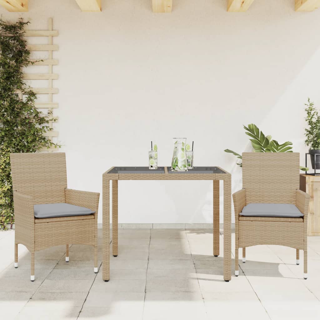7-Delige Tuinset Met Kussens Poly Rattan En Glas