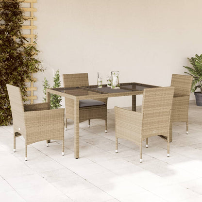 7-Delige Tuinset Met Kussens Poly Rattan En Glas
