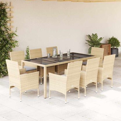 7-Delige Tuinset Met Kussens Poly Rattan En Glas