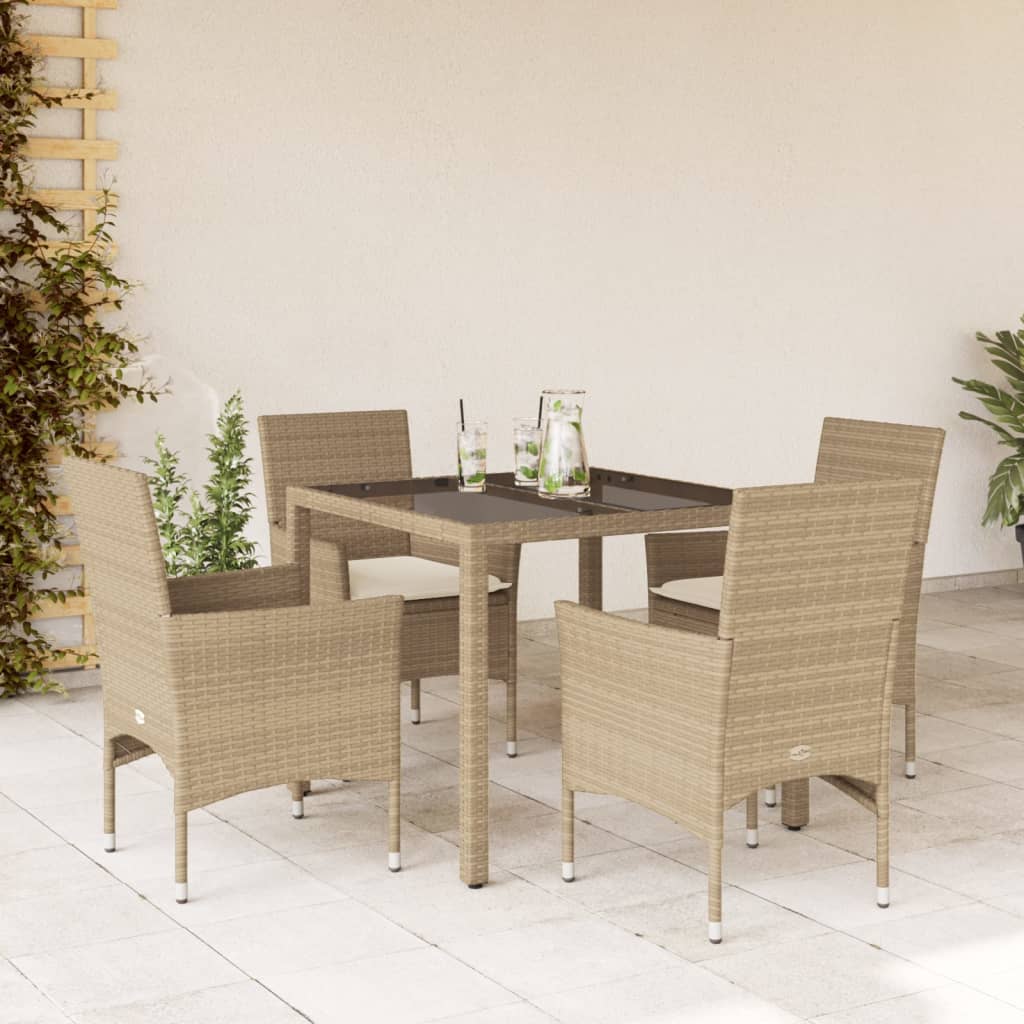 7-Delige Tuinset Met Kussens Poly Rattan En Glas