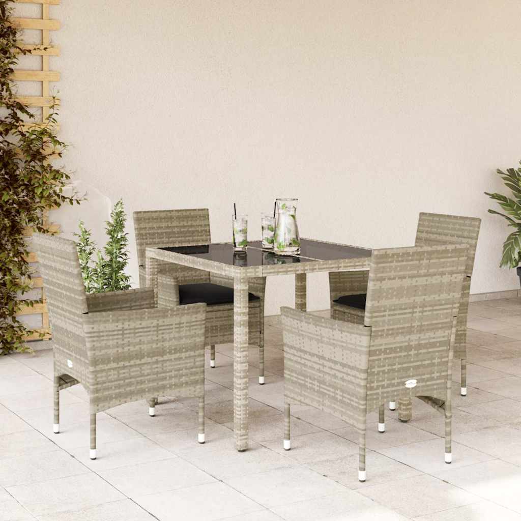 7-Delige Tuinset Met Kussens Poly Rattan En Glas