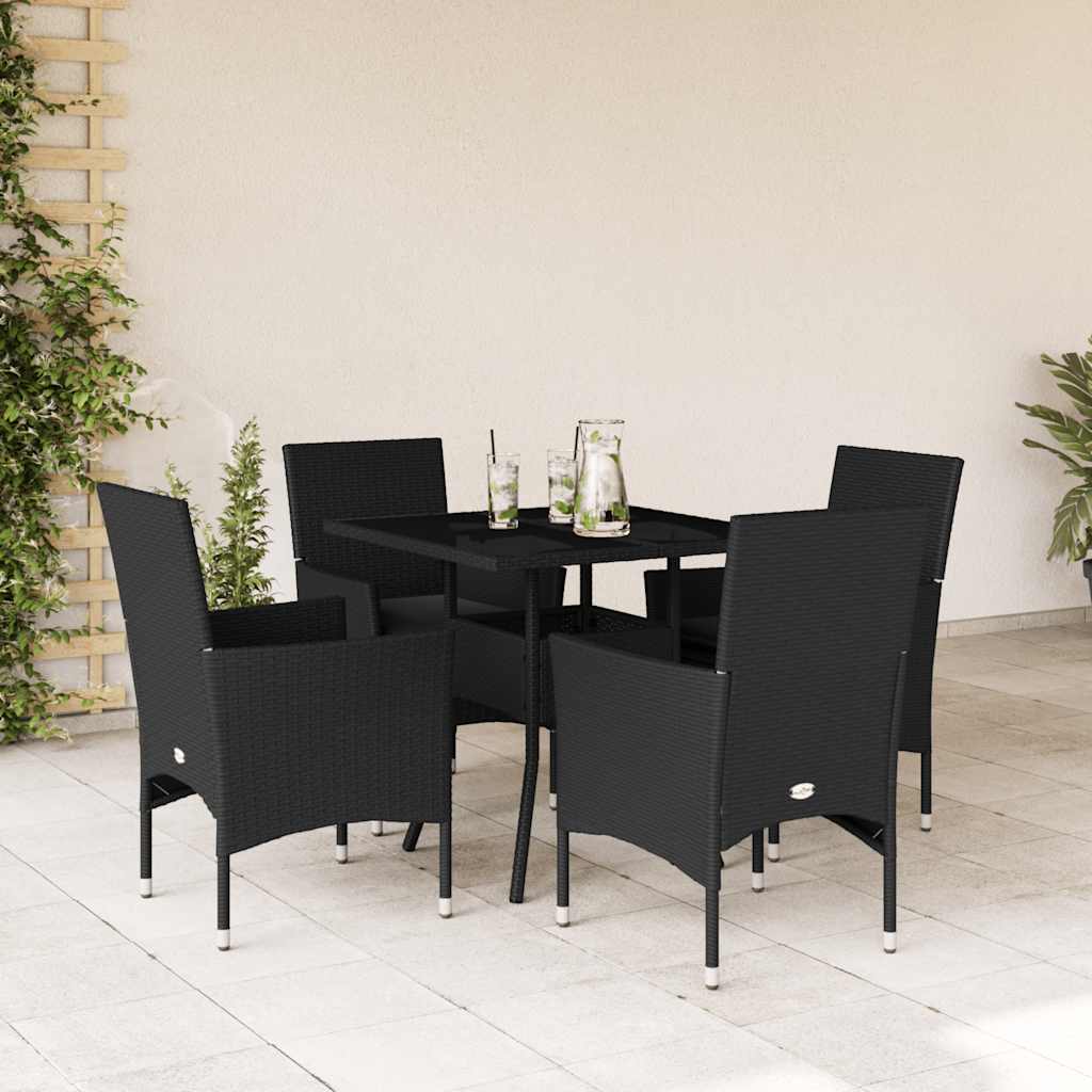 5-Delige Tuinset Met Kussens Poly Rattan En Glas
