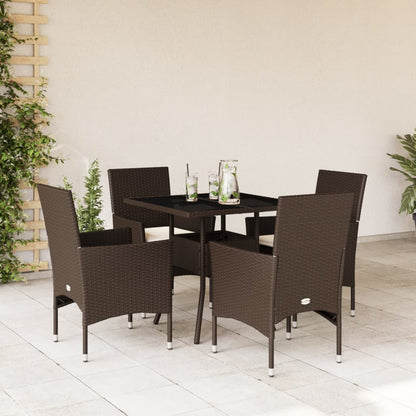 5-Delige Tuinset Met Kussens Poly Rattan En Glas