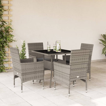 5-Delige Tuinset Met Kussens Poly Rattan En Glas