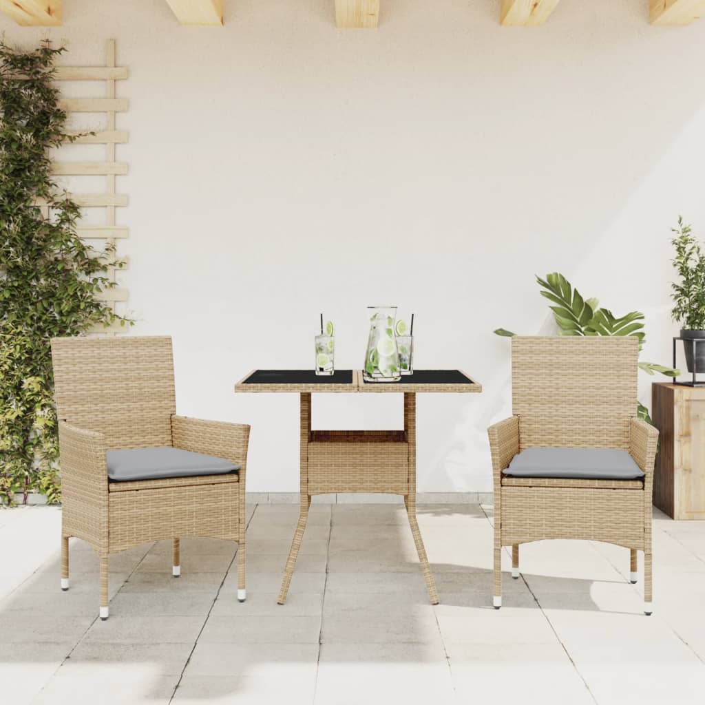 5-Delige Tuinset Met Kussens Poly Rattan En Glas