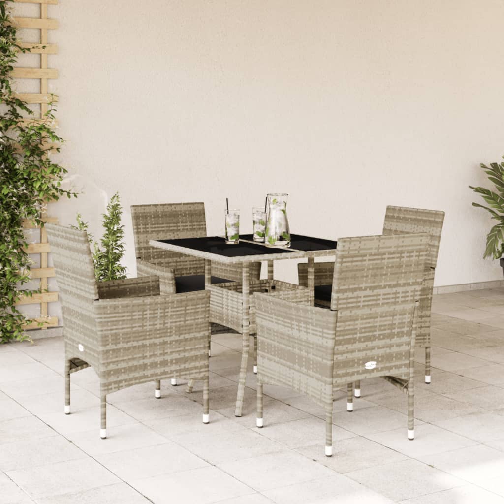 5-Delige Tuinset Met Kussens Poly Rattan En Glas