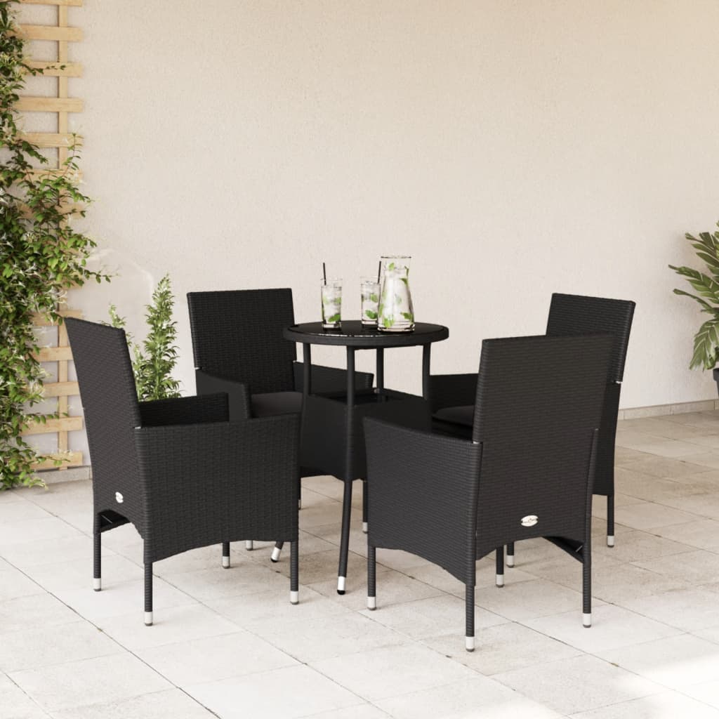 3-Delige Tuinset Met Kussens Poly Rattan En Glas