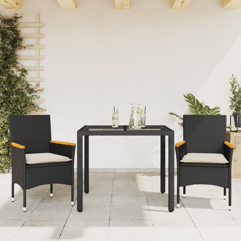7-Delige Tuinset Met Kussens Poly Rattan En Glas