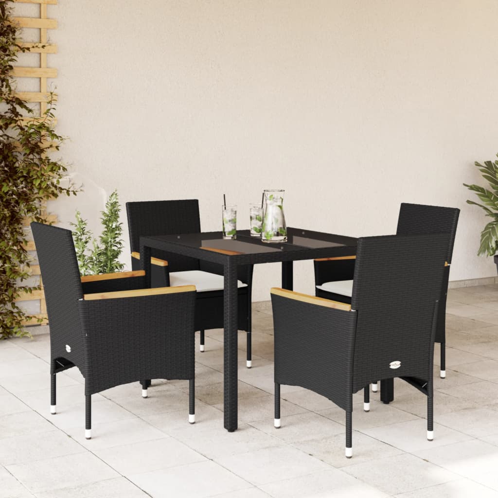 7-Delige Tuinset Met Kussens Poly Rattan En Glas