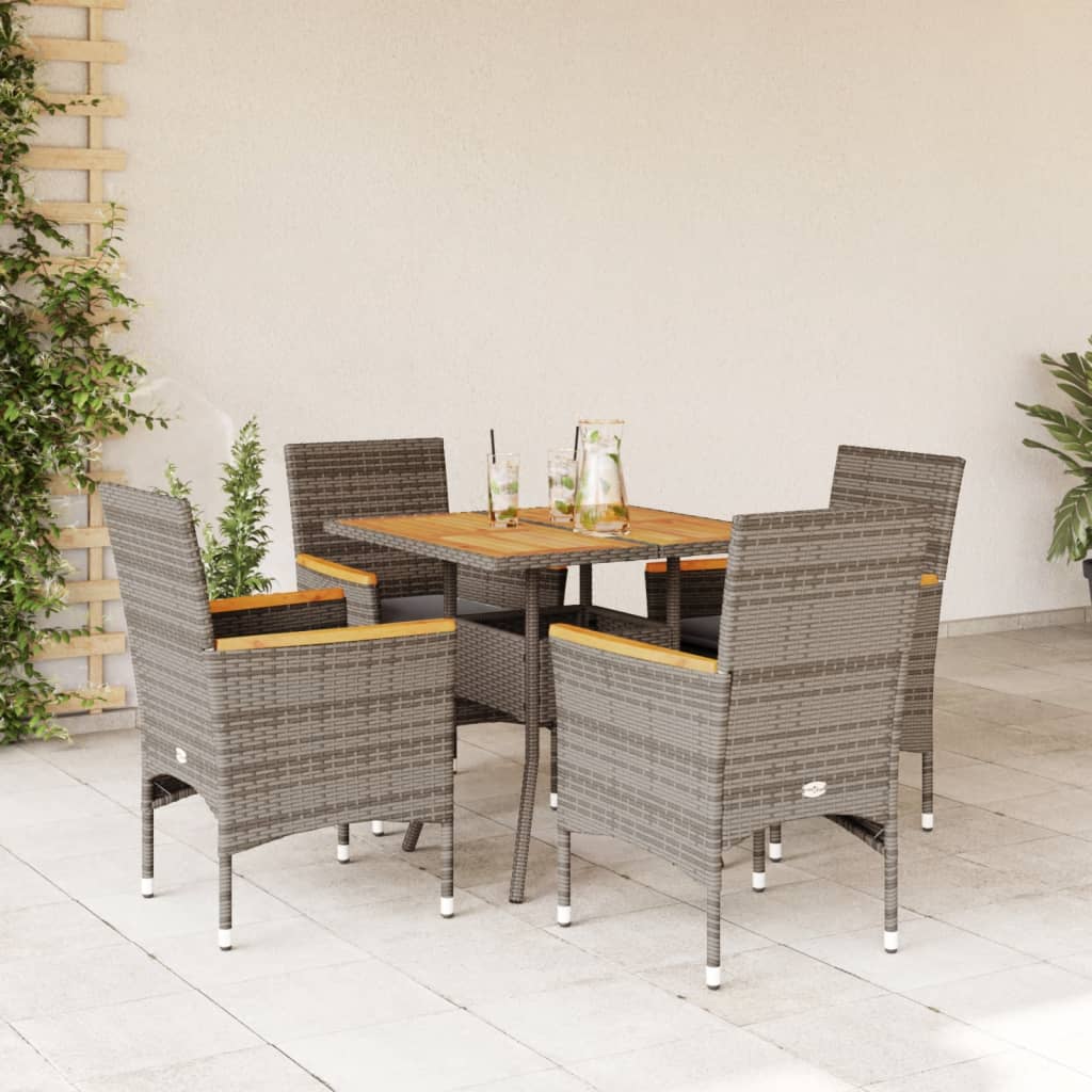 5-Delige Tuinset Met Kussens Poly Rattan En Acaciahout