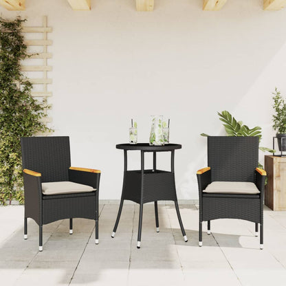 5-Delige Tuinset Met Kussens Poly Rattan En Glas