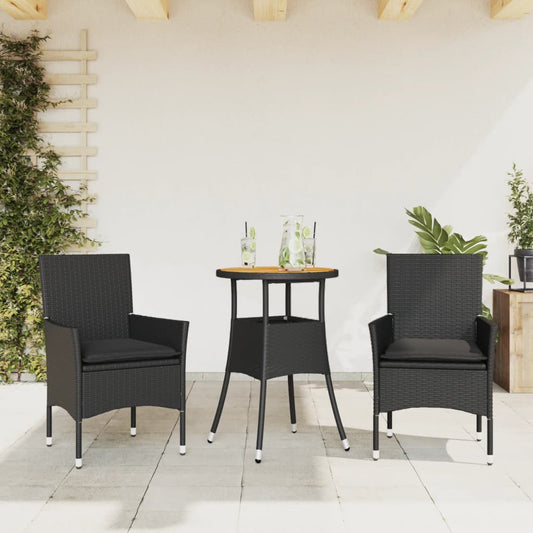 3-Delige Tuinset Met Kussens Poly Rattan En Acaciahout