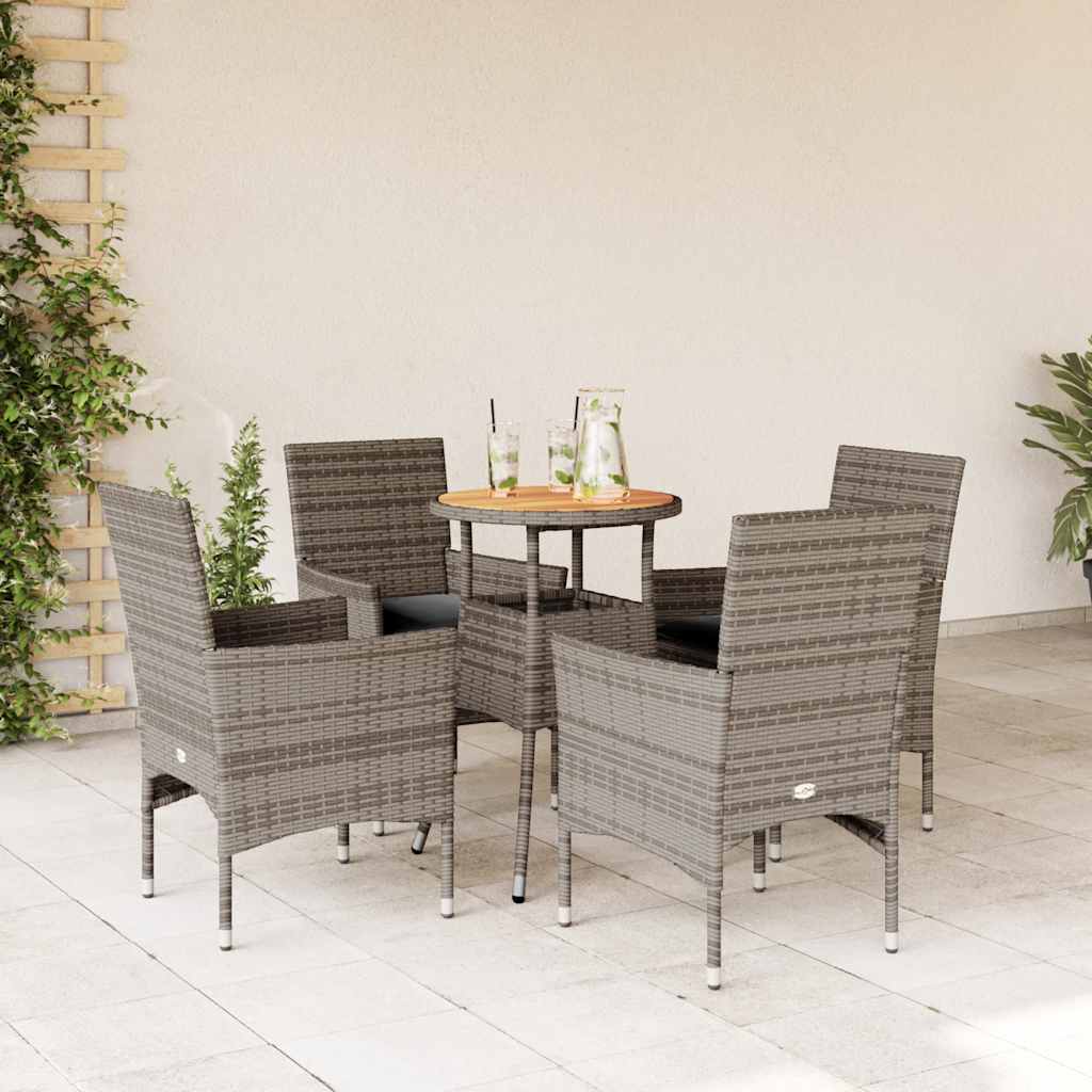 3-Delige Tuinset Met Kussens Poly Rattan En Acaciahout