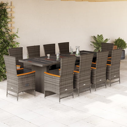 9-Delige Tuinset Met Kussens Poly Rattan Grijs