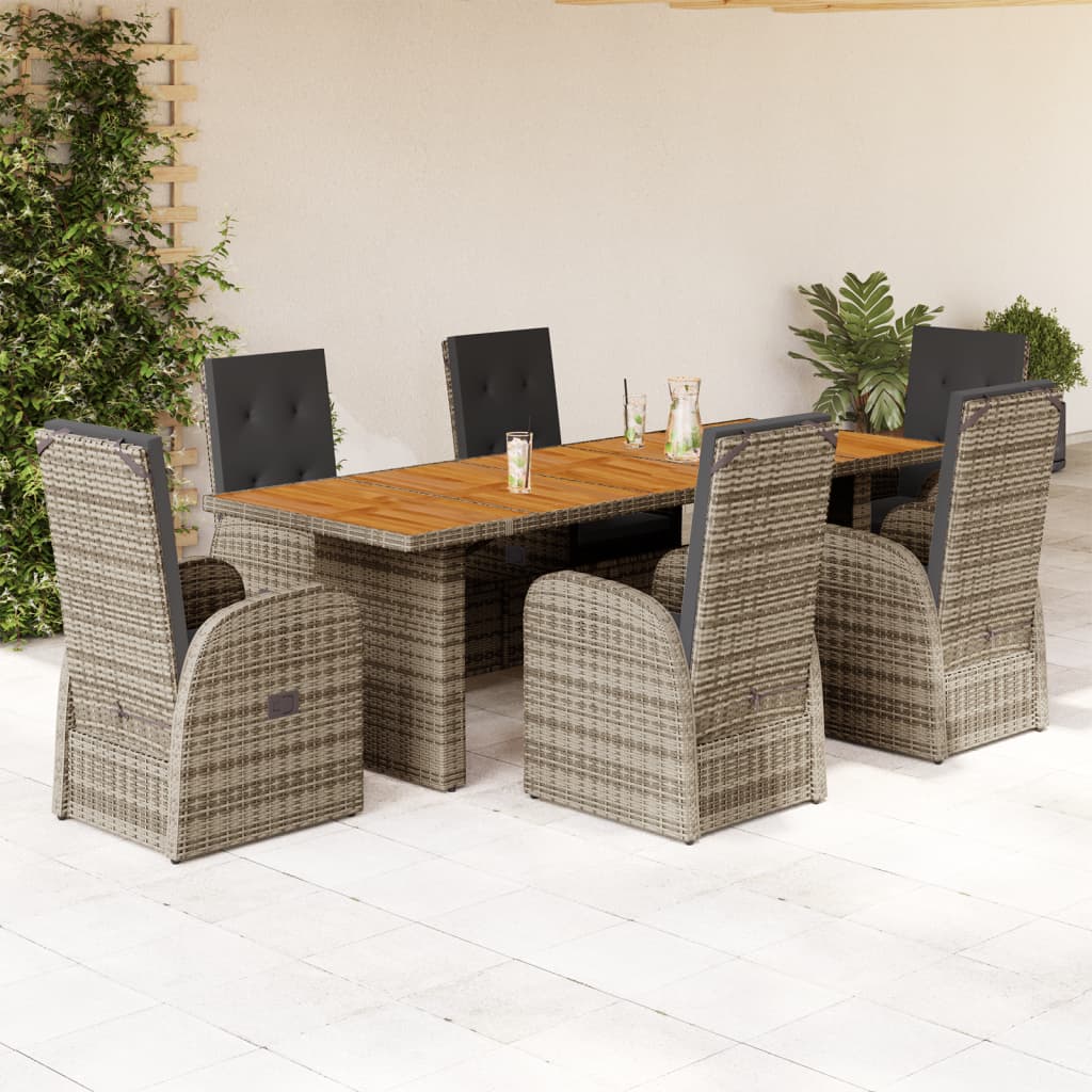 11-Delige Tuinset Met Kussens Poly Rattan Grijs