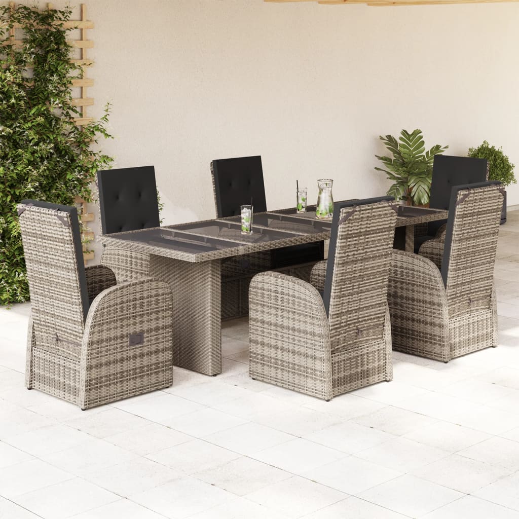 11-Delige Tuinset Met Kussens Poly Rattan Grijs