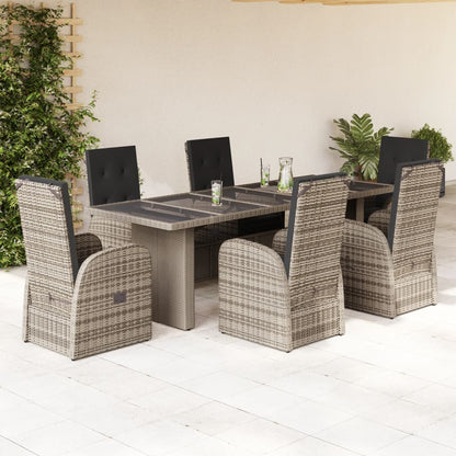 11-Delige Tuinset Met Kussens Poly Rattan Grijs