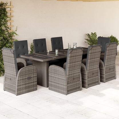 11-Delige Tuinset Met Kussens Poly Rattan Grijs